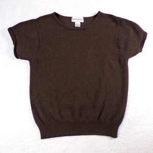 Bloomingdale's 100% Cashmere short sleeved sweater Size 1X Brown WPL 10167
